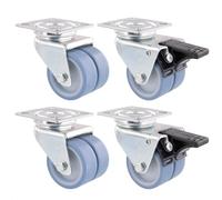 WAGNER Roulettes de chaise de plage lot de 4 / roulettes roulettes doubles/roulettes de meubles - ULTRASOUPLES - Ø 50 mm, 2 freins, capacité de charge 300 kg/jeu - 02155200