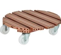 WAGNER Support à roulettes pour plantes WPC Ø 38,5 x 11 cm, pour l'extérieur et l'intérieur, terre cuite, résistant aux intempéries, 2 freins, capacité de charge 150 kg - 20055501