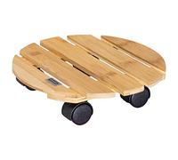 WAGNER Support à roulettes pour Pot de Fleur Bamboo Ø 29 x 7 cm I Porte Plante pour l'intérieur, Bois de Bambou Clair I Roule Pot en Bois I Capacité de Charge 100 kg - 20026701