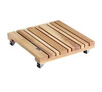 WAGNER Support à roulettes pour Pot de Fleur Feng Shui 28 x 28 x 5,5 cm pour l'intérieur I Bois Massif d'aulne certifié FSC®, Nature, huilé I Capacité de Charge 100 kg