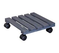 WAGNER Support à roulettes pour Pot de Fleur Nature 29 x 29 x 8 cm I pour l'intérieur I Roule Pot en Bois Massif d'hêtre certifié FSC®, Anthracite I Capacité de Charge 100 kg I Made in EU - 20015901