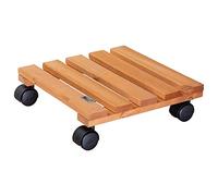 WAGNER Support à roulettes pour Pot de Fleur Nature 29 x 29 x 8 cm I pour l'intérieur I Roule Pot en Bois Massif d'hêtre certifié FSC®, Terracota I Capacité de Charge 100 kg I Made in EU - 20015201