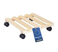Wagner Support à roulettes pour Pot de Fleur PALETTI 35 x 35 x 8 cm I Roule Pot de Plant pour l'intérieur I Suport Roulant en Bois Massif certifié FSC®, Naturel I Capacité de Charge 100 kg - 20003401