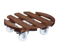 WAGNER Support à roulettes pour Pot de Fleur PALETTI BIG Ø 45 x 13 cm I intérieur + extérieur I Bois Massif certifié FSC®, Marron I 2 Freins I Capacité de Charge 250 kg I Made in EU - 20087101