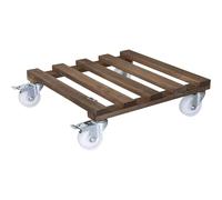 WAGNER Rouleau pour plantes PALETTI BIG 45 x 45 x 13 cm, extérieur & intérieur, bois, marron, freins, capacité de charge 250 kg, marchandise UE - 20087001