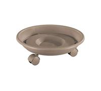 WAGNER Support à roulettes pour pot de fleur SERIE K Ø 27,5 x 8,5 cm I Dessous-de-pot & porte plante I intérieur + extérieur I Roule pot en plastique, taupe I Capacité de charge 30 kg - 20102401