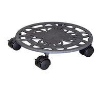 WAGNER Support à roulettes pour Pot de Fleur TRÉFLE DE Fortune Ø 29 x 6,5 cm I pour l'intérieur + l'extérieur I Roule Pot en Fonte, Gris Ardoise I 2 Freins I Capacité de Charge 75 kg - 20091801