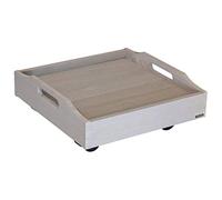 WAGNER Support à roulettes pour pot de fleur VINTAGE 29 x 29 x 10,5 cm I intérieur + extérieur I Support roulant en bois massif certifié FSC®, taupe I Capacité de charge 100 kg I Made in EU - 20021001