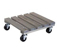 WAGNER Support à roulettes pour pot de fleur VINTAGE 29 x 29 x 8,5 cm I intérieur + extérieur I En bois massif antidérapant certifié FSC®, vintage I Capacité de charge 150 kg I Made in EU- 20085401