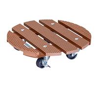 WAGNER Support à roulettes pour Pot de Fleur WPC Ø 29 x 7,5 cm I intérieur + extérieur I Roule Pot en FSC® Composite Bois-Plastique, Terracota, 2 Freins I Capacité de Charge 100 kg - 20053501