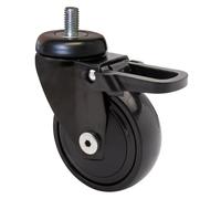 WAGNER Ultra-maniable 360° - 3C - roulette pivotante design/roulette de transport/roulette de meuble - noire, bande de roulement souple, axe 10 x 16 mm, Ø 75 mm, frein, charge 75 kg - 01237766