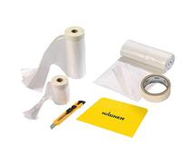 WAGNER Universal Extra Kit de masquage Premium comprenant différentes feuilles de masquage avec et sans ruban adhésif, ruban adhésif de peintre, protection contre la pulvérisation, cutter