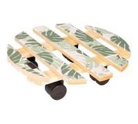 WAGNER Your Style 20064101 Roulette pour plantes Ø 30 x 8 cm I Pour l'intérieur I Rouleau de fleurs en bois massif FSC® imprimé Vert monstre I Roulette de jardinière en bois I Charge maximale 100 kg