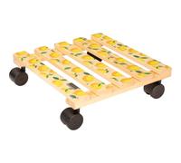 WAGNER Your Style 20064401 Roulette pour plantes - 29 x 29 x 8 cm - Pour l'intérieur - En bois massif FSC® - Imprimé jaune citron - Charge maximale : 100 kg
