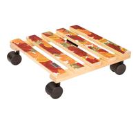 WAGNER Your Style 20064701 Roulette pour plantes - 29 x 29 x 8 cm - Pour l'intérieur - En bois massif FSC® - Imprimé - Feuilles d'automne - Charge maximale : 100 kg