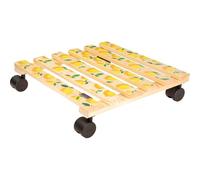 WAGNER Your Style 20064801 Roulette pour plantes - 35 x 35 x 8 cm - Pour l'intérieur - En bois massif FSC® - Imprimé jaune citron - Charge maximale : 100 kg