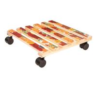 WAGNER Your Style 20065101 Roulette pour plantes - 35 x 35 x 8 cm - Pour l'intérieur - En bois massif FSC® - Imprimé - Feuilles d'automne - Charge maximale : 100 kg