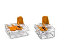 Wago - 100 Bornes de Connexion automatique S221 2 entrées & 221-413 Borne de connexion 3 fils 0,2 à 4 mm² avec levier de commande, transparent modèle compact, Boite de 50