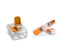Wago - 100 Bornes de Connexion automatique S221 2 entrées & Borne à levier WAGO pour tous types de conducteur - 2 x 4 mm² en ligne - 60 pièces - 221-2411