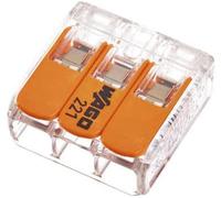 Wago 221-413 : Bornier de connexion pour 3 conducteurs, avec levier, de 0,2 à 4 mm², transparent, lot de 30