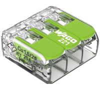WAGO 221-423 221 Borne de raccordement flexible: 0.14-4 mm² rigide: 0.2-4 mm² Nombre de pôles: 3 50 pc(s) transparent, vert