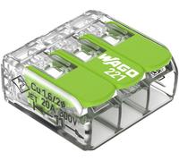 WAGO 221-423 221 Borne de raccordement flexible: 0.14-4 mm² rigide: 0.2-4 mm² Nombre de pôles: 3 50 pc(s) transparent, vert Box