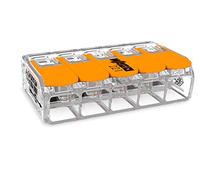 Wago 221-615 Lot de 10 bornes de connexion à 5 conducteurs avec levier d'actionnement 0,5-6 mm Petit design transparent