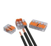 Wago Lot de 100 bornes de connexion 50 x 221-412, 30 bornes 221-413 et 20 des bornes 221-415 pour 2,3 ou 5 conducteurs avec levier de commande 0,2 à 4 m² - Petite forme transparente