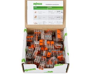 WAGO 221 Lot de 75 connecteurs de câble dans une boîte refermable avec levier 221-412, 221-413, 221-415