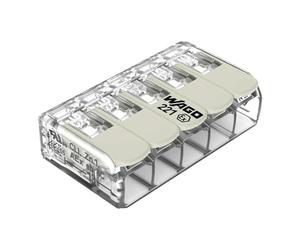 WAGO Borne de Raccordement Compact, pour tous Types de Conducteurs, pour Applications Ex E, Max. 6 mm², 5 Conducteurs, avec Leviers, Couleur Du Boîtier Transparent, Temp. de Fonctionnement Max. 105 °C