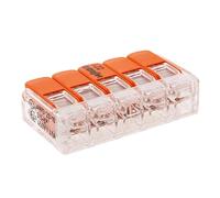 WAGO, Borne de Raccordement S221 Compact, Connexion Rapide 5 Conducteurs avec Leviers 4mm², Orange, Compatible Conducteurs 0.2-4mm², 450V/32A, Dimensions 30x8.4x18.8mm, Garantie 2 Ans
