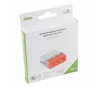 WAGO Bornes de connexion 2273-203/995-030 - 3 conducteurs, jusqu'à 2,5 mm², 30 bornes de connexion compactes pour conducteurs monofilaires - Sécurité d'utilisation confirmée - Forme la plus petite