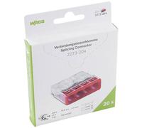 Wago - Borne de raccordement rigide 2273 - 4 pôles 0,5–2,5 mm² - 20 pièces transparent/rouge
