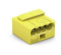 WAGO Bornes Micro pour Boîtes de Dérivation, pour Conducteurs Rigides, 0,8 mm, 4 Conducteurs, Boîtier Jaune, Température Ambiante Max. 60 °C, Jaune (100 Pcs)