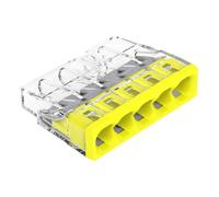Wago Compact, Transparent/jaune, 100 | Boîte de 100 connecteurs compacts pour fils en cuivre, raccordement électrique fiable et sécurisé, boîtier transparent