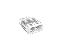 WAGO Connecteur d'épissage compact, pour conducteurs pleins et toronnés, max. 4 mm², 2 conducteurs, couvercle blanc, Température de l'air ambiante, max 85°C (T85), 4,00 mm², transparent, 2773-402 (120