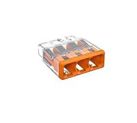 WAGO Connecteur d'épissage compact, pour conducteurs pleins et toronnés, max. 4 mm², 3 conducteurs, couvercle orange, température ambiante, max 85°C (T85), 4,00 mm², transparent, 2773-403 (100 pcs)