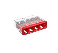 WAGO Connecteur d'épissage compact, pour conducteurs pleins et toronnés, max. 4 mm², 4 conducteurs, couvercle rouge, Température de l'air ambiante, max 85°C (T85), 4,00 mm², transparent, 2773-404 (80