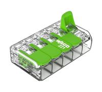 WAGO Green Range Borne 5 conducteurs I jusqu'à 6 mm² I Borne de connexion 5 conducteurs avec leviers enfichables pour tous les types de conducteurs I 221-625 I 6 pièces