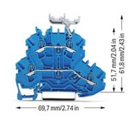 WAGO WAGO Connecteur double étage 2002-2234 bleu 2,5 mm² Push-in CAGE CLAMP® Quantité:50