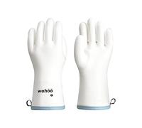 wahoo Gant Four Anti Chaleur en Silicone Liquide, Imperméables Gant de Cuisine, Antidérapants, Parfaits pour la Cuisine, Le Barbecue, la Cuisson & la Pâtisserie, Blanc, L/9