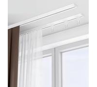 WaiDXn Tringle à rideau double pour montage au plafond - 1,5 m, 2,4 m, 3 m, 4,9 m, 7,9 m, 11 m, 12,2 m (blanc, 244 cm)