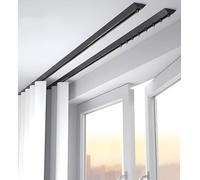 WaiDXn Tringle à rideau double pour montage au plafond - 1,5 m, 2,4 m, 3 m, 4,9 m, 7,9 m, 11 m, 12,2 m (noir, 152 cm)