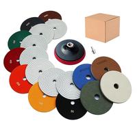 Waies Disques de Polissage Diamant 150 mm, Lot de 9, Grains 50-10000 | à Eau et à Sec, pour Carrelage Céramique Béton Marbre Granit, Meuleuse Polisseuse M14, avec Back Pad et Adaptateur