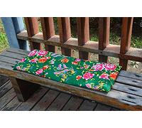 Waigg Kii Coussin de banc avec attaches de fixation - 2/3 places - En coton - Pour banc de jardin - Imprimé - Long - Pour intérieur ou extérieur - 100 x 30 cm