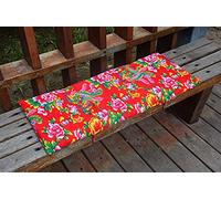 Waigg Kii Coussin de banc avec attaches de fixation - 2/3 places - En coton - Pour banc de jardin - Imprimé - Long - Pour intérieur ou extérieur - 100 x 40 cm - B