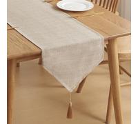 WAITER TREE Chemin de Table en Lin - Uni - Facile d'entretien - Aspect Lin - Beige - 35 x 300 cm