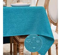 WAITER TREE Nappe Rectangulaire Bleu Lac Effet Lin Lavable et imperméable pour Salle à Manger fête Mariage ou Maison 120 x 120 cm