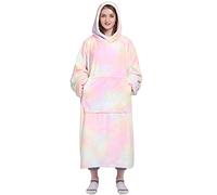 Waitu Couverture à capuche portable pour homme et femme, super chaude et confortable, couverture à capuche en flanelle épaisse avec manches et poche géante, couverture pour adultes et enfants,