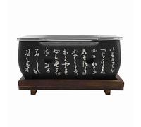 Wakects Barbecue Charbon de Bois Japonais, 23,9 X 15,5 Cm, Acier | Barbecue de Table, Grille en Acier Inoxydable, Plateau en Bois, Cuisine Japonaise, Bac à Charbon séparé, Usage sur Table.